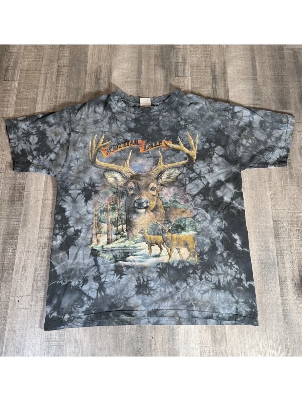 Vintage Liquid Blue 2000 Nature White Tail Deer T Shirt Mens Large AOP Tie Dye - Picture 2 of 9